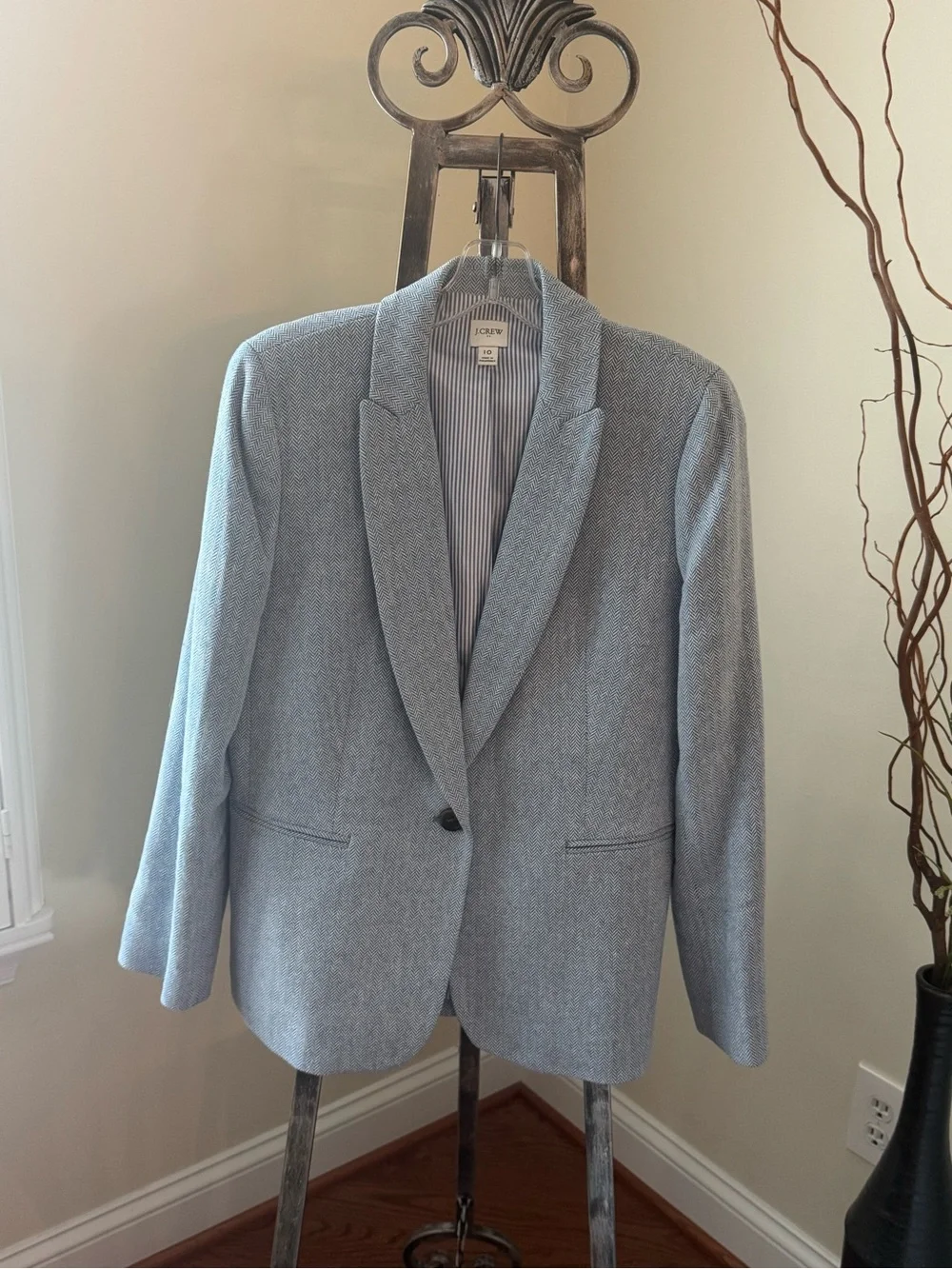J. Crew Light Blue Herringbone Blazer